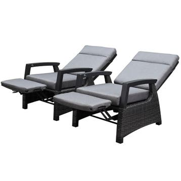 Dallas lounge balkonset 2 delig verstelbare rugleuning en, Ophalen of Verzenden, Nieuw, Wicker