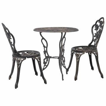 vidaXL 3-delige Bistroset gietaluminium, Tuin en Terras, Verzenden, Nieuw, Aluminium, 3 zitplaatsen