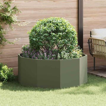 vidaXL Plantenbak Olijf Groen 120 x 120 x 50 cm Staal, Tuin en Terras, 100 cm of meer, Verzenden, Nieuw, Metaal