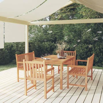 vidaXL 5-delige Tuinset massief teakhout, Verzenden, Nieuw, Teakhout, Tuinset