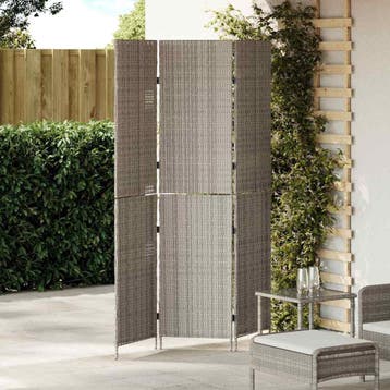 vidaXL Kamerverdeler Grijs 146 x 180 cm poly rattan, Huis en Inrichting, Verzenden, Nieuw