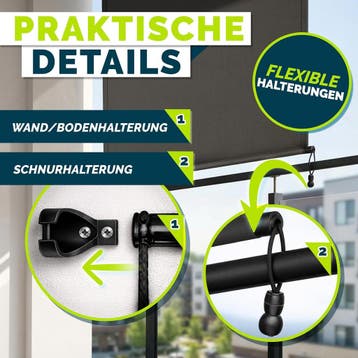Klemluifel - Balkon luifel - Verticale luifel - 200x250 cm -, Verzenden, Zo goed als nieuw