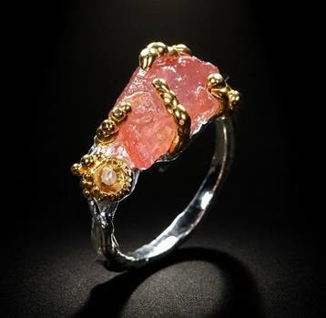 925 zilver, robijn, saffier - Ring