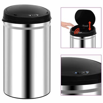 vidaXL Prullenbak met automatische sensor 40 L roestvrij, Verzenden, Nieuw