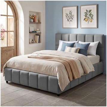 Stoffen bed Shirley met lattenbodem, draagkracht 250 kg, Witgoed en Apparatuur, Overige Witgoed en Apparatuur, Verzenden, Nieuw
