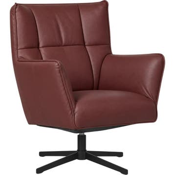 Leren draaifauteuil Lovely - Massif Rubino (donkerrood), Nieuw, Ophalen of Verzenden, 75 tot 100 cm, Eigentijds, Modern, Retro, Vintage