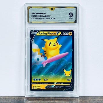 Pokémon Graded card - Surfing Pikachu V 008 – Pokémon - GG 9, Nieuw