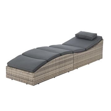 Ligbed / Zonnebed Lamia - Lichtgrijs - Polyrotan - Verstelba, Verzenden, Nieuw