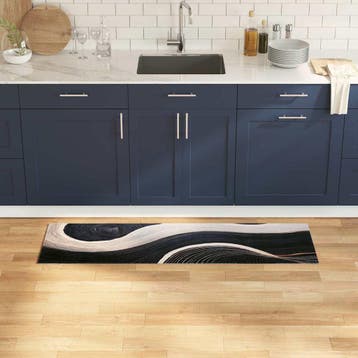 vidaXL Keuken Vloerkleed Zwart 150 x 45 cm Fluweel, Verzenden, Nieuw
