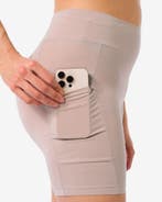 HEMA Damesbikershort real lasting cotton beige, Verzenden, Beige