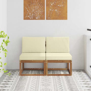 vidaXL 2 Stuk Buiten Midden Sofa Massief Acaciahout, Verzenden, Nieuw, 2 zitplaatsen