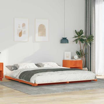 vidaXL Bedframe Wasbruin 180 x 210 cm Massief grenenhout, Verzenden, Nieuw, Bruin, Hout