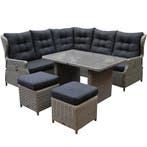 Ibiza hoek dining loungeset 6-delig verstelbaar grijs, Tuin en Terras, Tuinsets en Loungesets, Ophalen of Verzenden, Nieuw, Wicker