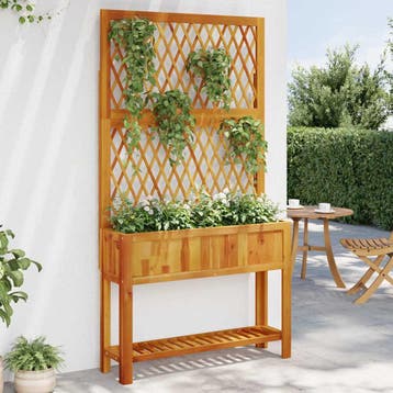 vidaXL Plantenbak met latwerk en schap 100x32x185 cm, Tuin en Terras, Verzenden, Minder dan 60 cm, Nieuw, 60 cm of meer