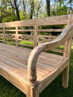 Stationsbank 190cm breed massief teakhout, Tuin en Terras, Ophalen of Verzenden, Nieuw, Hout