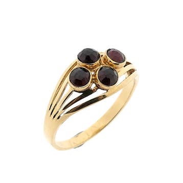 Vintage gouden ring met granaat, Sieraden, Tassen en Uiterlijk, Ringen, Gebruikt, Ophalen of Verzenden, 17 tot 18, Met edelsteen