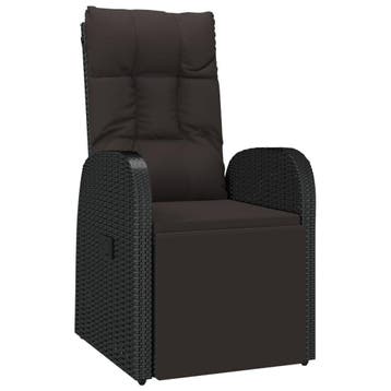 Luxe Loungestoel Tuin Zwart | Laatste Stuk! | Retourdeal, Tuin en Terras, Ophalen of Verzenden, Zo goed als nieuw, Wicker, Verstelbaar