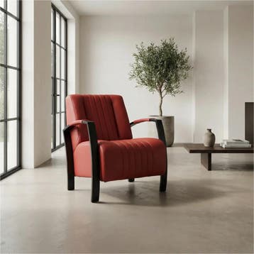 Leren fauteuil Glamour - Toledo Siegelstein (rood), Nieuw, Ophalen of Verzenden, 50 tot 75 cm, Industrieel, Modern, Retro