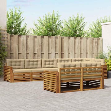 vidaXL Buiten bankenset 8 st Natuurlijk en Beige, Verzenden, Nieuw