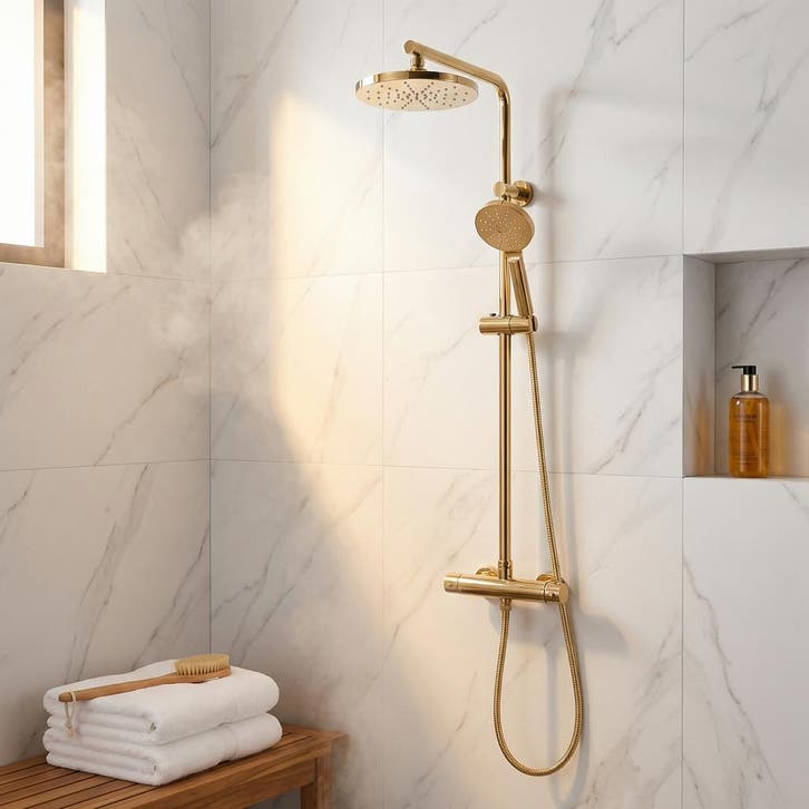 Regendouche Goud | Keramische Kraan | Nieuw | Scherpe Prijs, Doe-het-zelf en Verbouw, Sanitair, Nieuw, Rvs, Douche, Ophalen of Verzenden