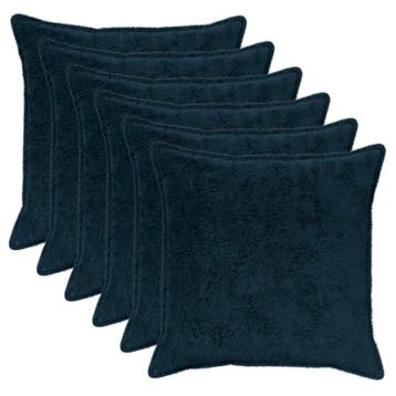 vidaXL Kussensloop 6 st HOUTEN Marineblauw 70 x 70 cm Nep, Verzenden, Nieuw