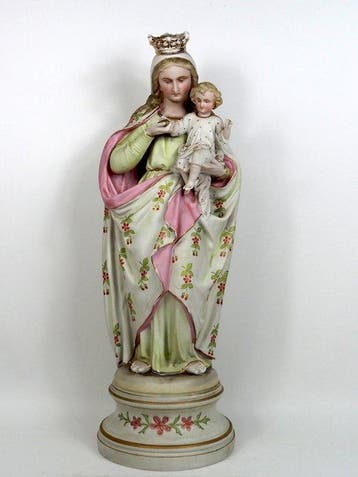 Beeld, Madonna with child Jezus - 45 cm - Biscuit porselein, Antiek en Kunst