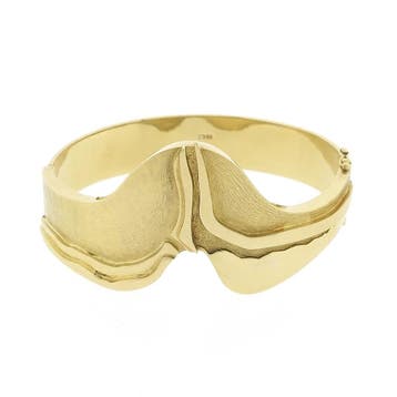 Robuust gouden slavenarmband., Ophalen of Verzenden, Gebruikt, Goud, Goud