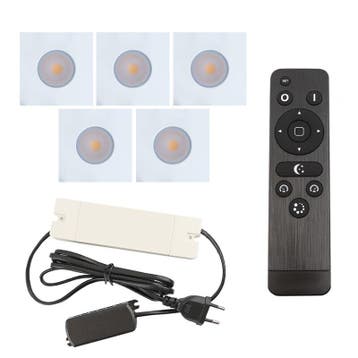 5 vierkante witte veranda inbouwspots Dico, IP65, incl., Ophalen of Verzenden, Nieuw
