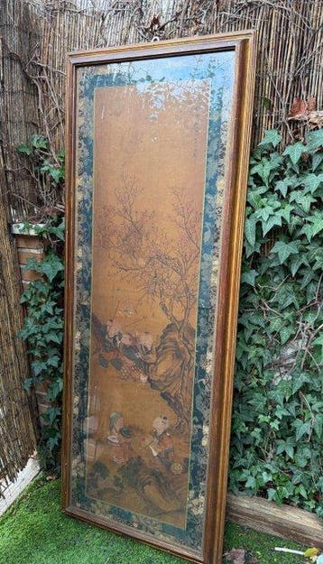 Zijde-schilderij uit de Qing- of Ming-dynastie met originele