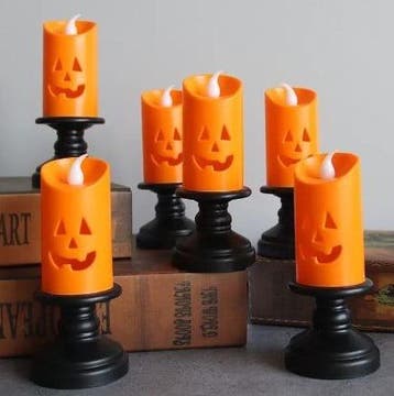 LED Kaars Halloween Oranje flikkerend, Ophalen of Verzenden, Nieuw