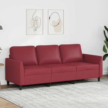 Driezitsbank 180cm Wijnrood | Retourdeal 35% Korting, Overige materialen, 150 tot 200 cm, 75 tot 100 cm, Ophalen of Verzenden