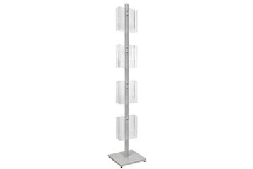 Vloerdisplay 8x A4 transparant, zuil in zilver, Verzenden, Nieuw in verpakking, Etalage