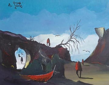 Antonio Bertè (1936-2009) - Paesaggio metafisico, Antiek en Kunst