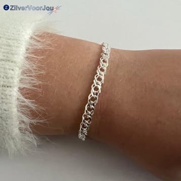Zilveren dubbele gourmet rombo schakelarmband  5.8 mm breed, Verzenden, Nieuw, Zilver
