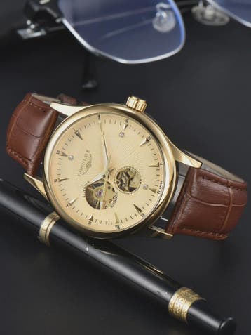 LONGLUX Heren Automatisch Skeleton Horloge - Elegant, Waterd, Verzenden, Nieuw
