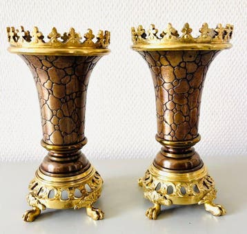 H.A.Lund - Vaas (2) - Brons, Messing - Neoklassieke stijl
