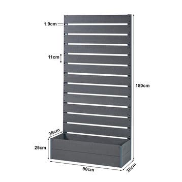 Plantenbak met tuinscherm Heerde HKC 180x90x38 cm grijs [en., Verzenden, Nieuw