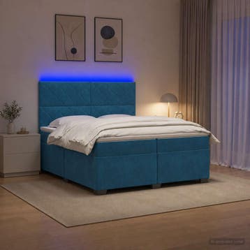 vidaXL Boxspringbed met matras Blauw 200 x 200 cm Fluweel, Stof, Verzenden, Blauw, Nieuw