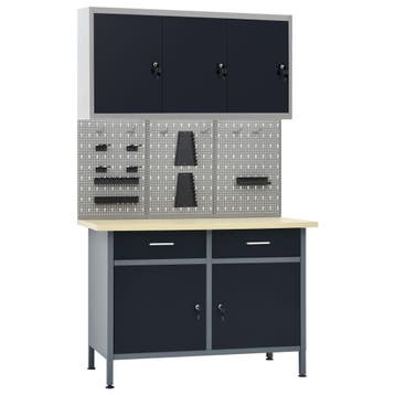 vidaXL Werkbank met drie wandpanelen en een kast, Doe-het-zelf en Verbouw, Verzenden, Nieuw
