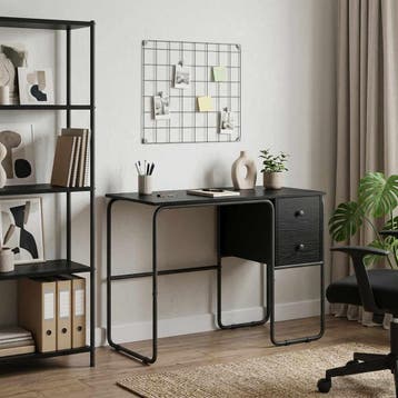 vidaXL Bureau met opbergruimte Zwart eiken 100 x 50 x 75 cm, Verzenden, Nieuw