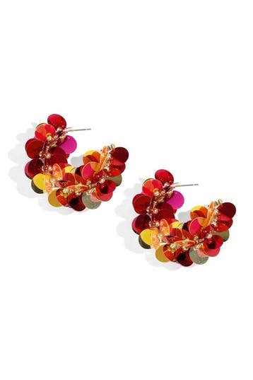 Goudlief Creolen van pailletten en kralen (Oorbellen), Sieraden, Tassen en Uiterlijk, Verzenden, Nieuw, Roze, Overige materialen