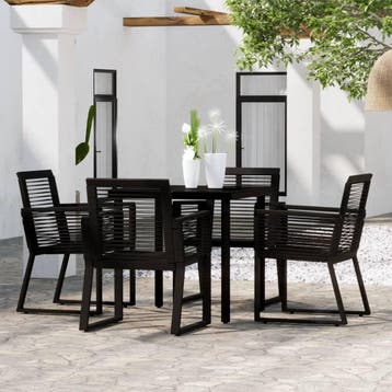 vidaXL 5-delige Tuinset zwart, 4 zitplaatsen, Verzenden, Nieuw, Rvs