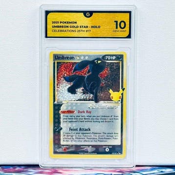Pokémon Graded card - UMBREON HOLO 17 - Pokémon - GG 10, Hobby en Vrije tijd, Verzamelkaartspellen | Pokémon, Nieuw