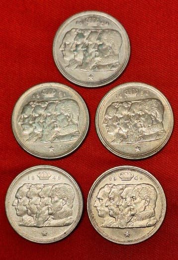 België. 100 Francs 1948/1954, 5 stuks (Zonder minimumprijs)