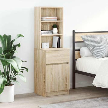 vidaXL Nachtkastje 39x35x125 cm bewerkt hout sonoma, Huis en Inrichting, Slaapkamer | Nachtkastjes, Verzenden, Nieuw, Hout