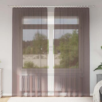 vidaXL Gordijnen voile met roedezakken 2 st bruin, Verzenden, Nieuw, Bruin