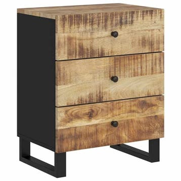 Industrieel nachtkastje mangohout, retourdeal -63%, Gebruikt, 45 tot 65 cm, Hout, 55 tot 70 cm