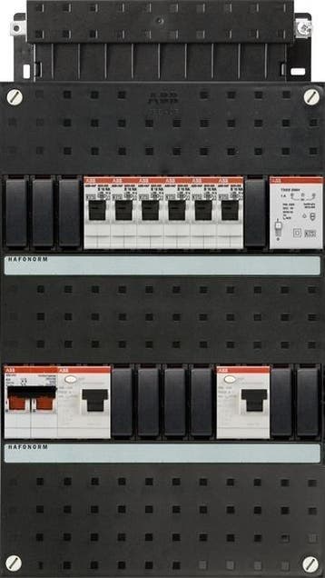 ABB groepenkast 1-fase, 6 groepen, 2 Aardlekschakelaars, Nieuw
