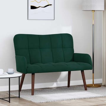 vidaXL 2-Zits Sofa Donkergroen 115 x 61 x 87 cm fluweel, Huis en Inrichting, Banken | Bankstellen, Verzenden, Minder dan 150 cm