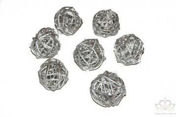 Rattan Ballen Brunch Ball Zilver dia 4 cm ca. 14 stuks, Ophalen of Verzenden, Nieuw